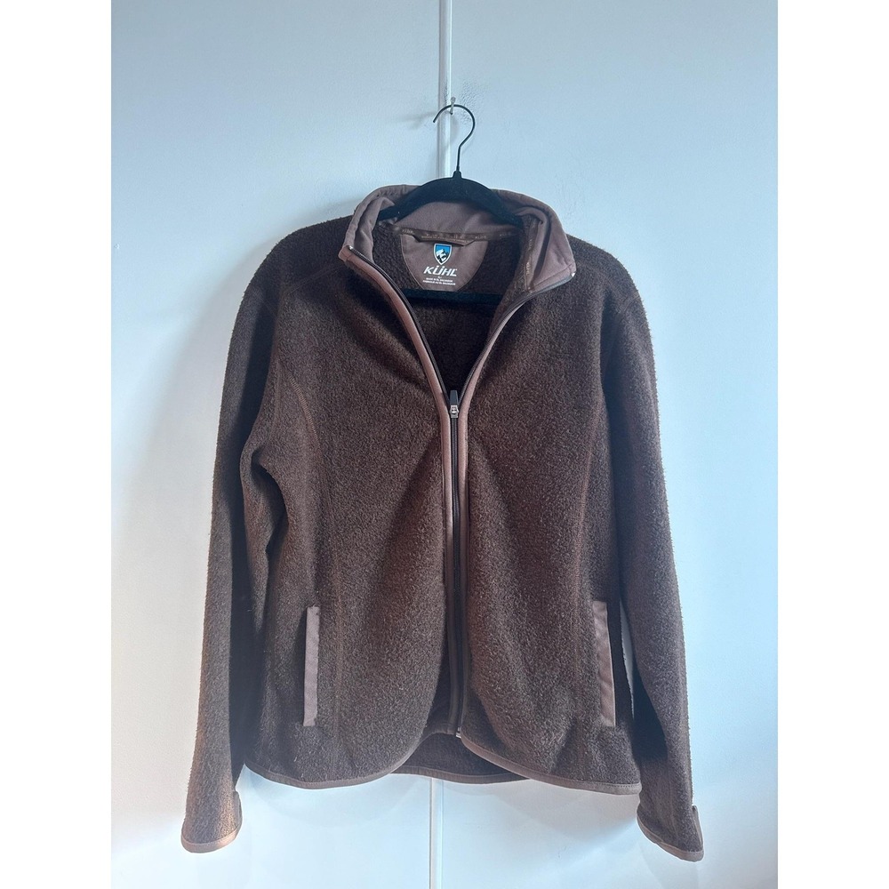 Kuhl Jacket Womens Large Brown Full Zip Fleece Thumbholes Hiking Fall Outdoor